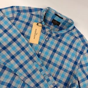Rodd & Gunn Ashbrook Shirt Mens XL Pacific Blue Check Cotton Sports Fit NWT